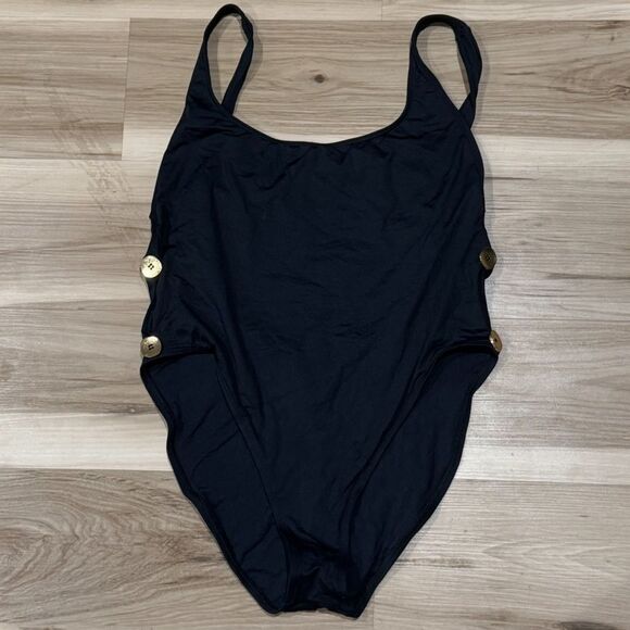 La Blanca Button Black Low Back One Piece Swimsuit Women’s 16 - Picture 1 of 3